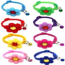 Ponpon Çiçekli Kedi Boyun Tasması 19X1 cm Mavi