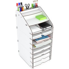 Mingitav Tower Ofis Masaüstü Organizer 10 Kat Letter A4 Evrak Rafı (Beyaz)