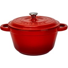 Döküm Yuvarlak Tencere Döküm Demir Kapak New Heritage Serisi Çap 22CM. Kırmızı