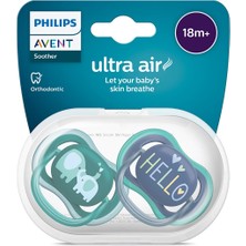 Avent Ultra Air Emzik, 18 Ay+, Erkek Bebekler Için, 2’li Paket, Ortodontik Silikon, Geniş Hava Delik