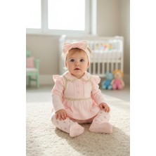 Balgüneş Şık Fırfır Omuzlu Bandanalı Bebek Tulum