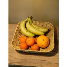 Paganca Büyük Boy Hasır Rattan Yuvarlak Sunumluk / Meyve Sepeti / Ekmeklik