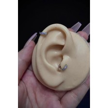 Blisse Piercing Kadın Tam Tur Mini Zirkon Taşlı Tragus Helix Kıkırdak Halka Çelik Piercing