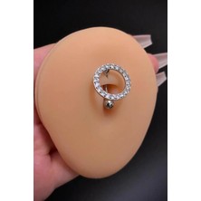 Blisse Piercing Kadın Gümüş Renk Üstten Daire Figürlü Cerrahi Çelik Göbek Piercing