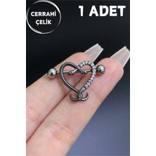 Blisse Piercing Kadın Zirkon Taşlı Çift Başlı Yılan Figürlü Meme Ucu Nipple Piercing