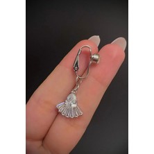 Blisse Piercing Kadın Çelik Zirkon Taşlı Sıkıştırma Deliksiz Göbek Piercing