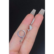 Blisse Piercing Kadın Yunus Balığı Figür Zirkon Taşlı Tragus Helix Kıkırdak Sallantılı Çelik Halka Piercing