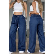 Moda Tıkla Modatıkla Kadın Yüksek Bel Lastikli Bağcıklı Kot Pantolon