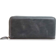 Guard Crazy Gri Hakiki Deri Çift Fermuarlı El Çantası // GRD260225WT1461