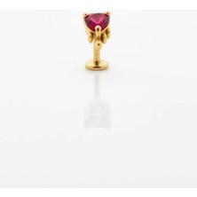 Blisse Piercing Kadın Gold Renk Kalp Figürlü Tragus – Helix – Kıkırdak – Labret Piercing (Cerrahi Çelik)