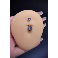 Blisse Piercing Kadın Hologram Yuvarlak Taşlı Belly Cerrahi Çelik Göbek Piercing