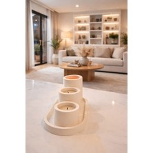 Minimal 3lü Dekoratif Mum Seti (Tepsi ve 3 Adet Tealight Mum Dahildir)