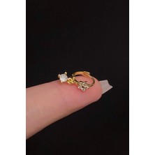 Blisse Piercing Kadın Çiçek Zirkon Taşlı Tragus Helix Kıkırdak Sallantılı Halka Çelik Piercing