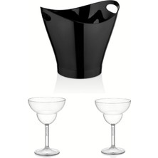 Feyza Design 6l Siyah Buz Kovası ve 2 Adet Polikarbon Margarita Bardağı Hediye