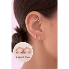 Sacce Scarves & Accessories Rose Renk Yarım Halka Çelik Piercing Nal Model Septum Tragus Helix Dudak Kulak Nipple (2 Adet)