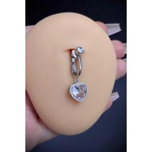 Blisse Piercing Kadın Kalp Zirkon Taşlı Sıkıştırma Deliksiz Belly Göbek Piercing