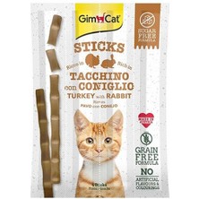 Gimcat Sticks Hindili Tavşanlı Tahılsız Kedi Ödül Çubukları 20 gr Şeker İçermez ve Tahılsız