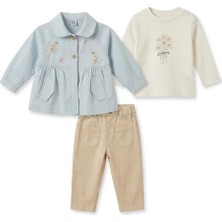 İggy Kız Çocuk %100 Pamuk Bayramlık Takım 3 Parça – Ceket Bluz Pantolon Şık Set