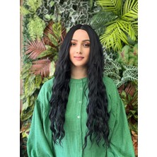 Aura Peruk Siyah Yoğun Dalgalara Sahip Perçemsiz Vip Modelimiz