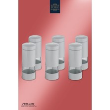 Feyza Design 6’lı Cam Kapaklı Beyaz Metal Baharatlık Seti, Şık ve Kullanışlı Tasarım