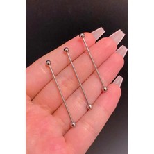 Blisse Piercing Unisex Gümüş Cerrahi Çelik Ince Barlı 1.2mm Köprü Piercing