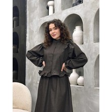 Cardella Mirella Yazlık Ince Likralı Denim Ceket Etek Takım – Tesettür Uyumlu Zarif Kadın Ikili Takım