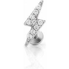 Blisse Piercing Kadın Zirkon Taşlı Şimşek Figürlü Tragus – Helix – Kıkırdak – Labret Piercing (6 mm Cerrahi Çelik)