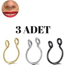 Blisse Piercing Unisex 316L Cerrahi Çelik Sıkıştırmalı Fake Piercing | Burun, Septum, Hızma Halka – 2 Adet