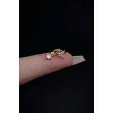 Blisse Piercing Kadın Kelebek Figürlü Sallantılı Zirkon Taşlı Tragus Helix Kıkırdak Halka Çelik Piercing