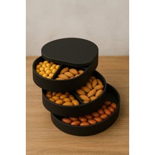 Feyza Design 3 Katlı Döner Bölmeli Modern Çerezlik, Şık ve Pratik Saklama Çözümü