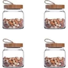 Feyza Design Bambu Kapaklı Kavanoz Seti 575 Cc, 4'lü, Şık ve Kullanışlı Depolama Çözümleri