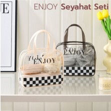 Özgürce Pratik 5 Parça Seyahat Seti: Banyo Çantası, Duş Lifi, Tarak, Sabunluk, Makyaj Kutusu