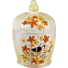 Feyza Design Büyük 23 cm Kuş Figürlü Seramik Kavanoz, Şık ve Dayanıklı Tasarım