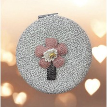 Özgürce Örgülü Yuvarlak Katlanabilir Makyaj Aynası, Cep ve Çanta Boyutu