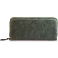 Guard Crazy Yeşil Hakiki Deri Çift Fermuarlıel Çantası // GRD260225WT1465