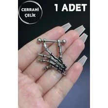 Blisse Piercing Kadın Gri Iskelet El Figürlü Meme Ucu Nipple Piercing