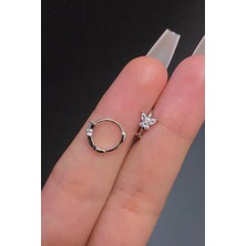 Blisse Piercing Kadın Kelebek Figürlü Zirkon Taşlı Tragus Helix Daith Kıkırdak Halka Çelik Piercing