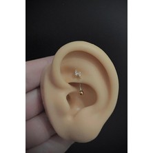 Blisse Piercing Kadın Şimşek Figürlü Zirkon Taşlı Rook ve Kaş Çelik Piercing