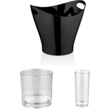 Feyza Design 6 Litre Siyah Buz Kovası ve Hediye Bardağı Seti