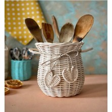 Feyza Design Doğal Hasır Kaşıklık, Şık ve Şeffaf Tasarım, Mutfak Dekorasyonu