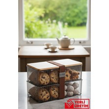 Feyza Design Bambu Kapaklı 2'li Lunchbox Saklama Kabı Organizer, Şık ve Pratik Kullanım