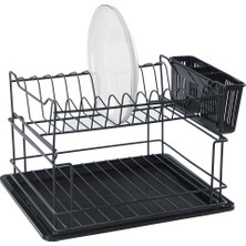 Feyza Design Iki Katlı Siyah Tabaklık Bulaşıklık, Şık ve Fonksiyonel Tasarım