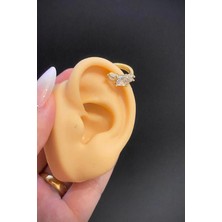 Blisse Piercing Kadın Gold Renk Kare Zirkon Taşlı 316L Çelik Helix & Lobe Kıkırdak Piercing