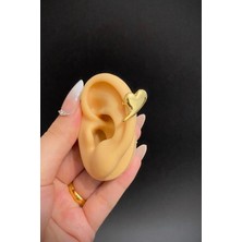 Blisse Piercing Gold Renk Kalp Figürlü Çelik Ear Cuff – Deliksiz, Sıkıştırmalı Kıkırdak Küpe