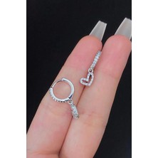 Blisse Piercing Kadın Kalp Figür Zirkon Taşlı Tragus Helix Kıkırdak Sallantılı Çelik Halka Piercing