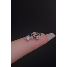 Blisse Piercing Kadın Çiçek Figürlü Sallantılı Zirkon Taşlı Tragus Helix Kıkırdak Halka Çelik Piercing