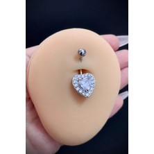 Blisse Piercing Kadın Cerrahi Çelik Kalp Figürlü Taşlı Belly Göbek Piercing
