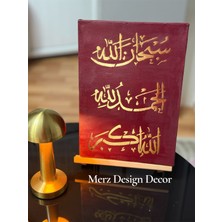 Merz Design Decor Altın Varak Detaylı El Yapımı Arapça Subhanallah Elhamdulillah Allahuekber Yazılı Islam Kanvas Tablo