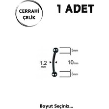 Blisse Piercing Unisex Cerrahi Çelik 3mm Toplu Rook Kaş Daith Helix Kıkırdak Piercing