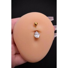 Blisse Piercing Kadın Gold Damla Zirkon Taşlı Belly Çelik Göbek Piercing